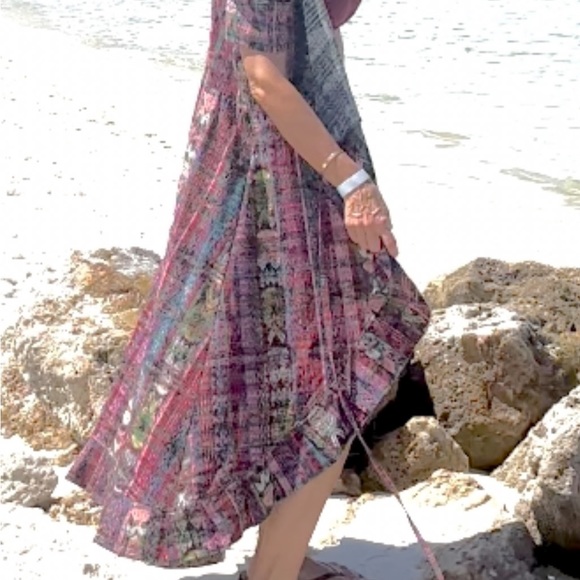 Beautiful summery wrap dress - women size medium - multicolored - Picture 5 of 10